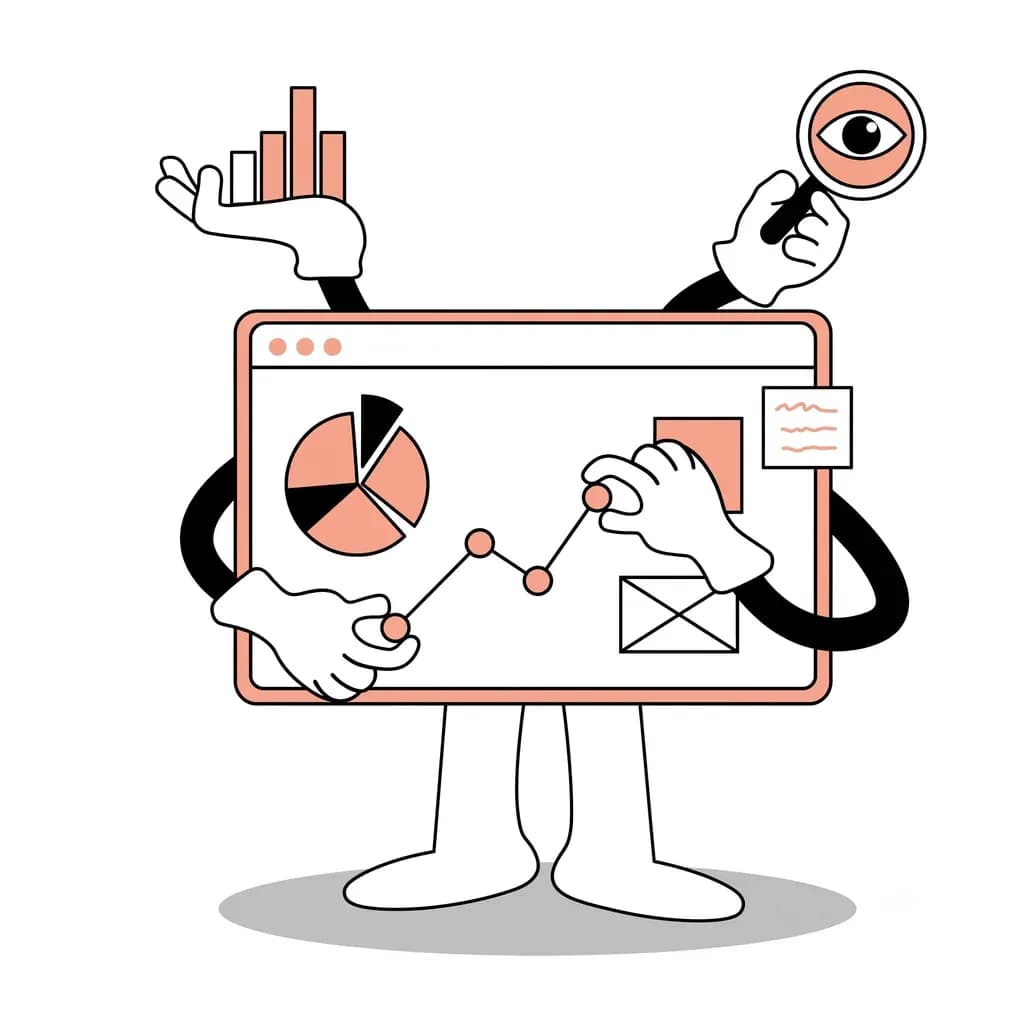 Illustration of a figure examining charts and reports through a magnifying glass, representing Capmob's facility matching review